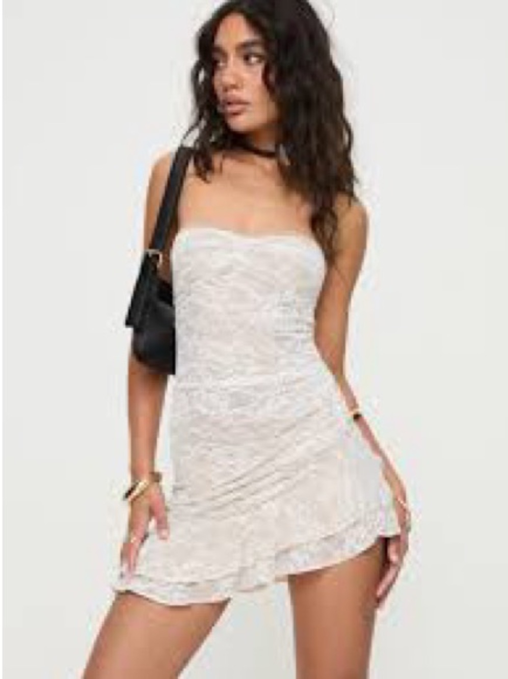 Princess Polly Hailees Lace Strapless Mini Dress in White/Cream, sz 0, euc cute!